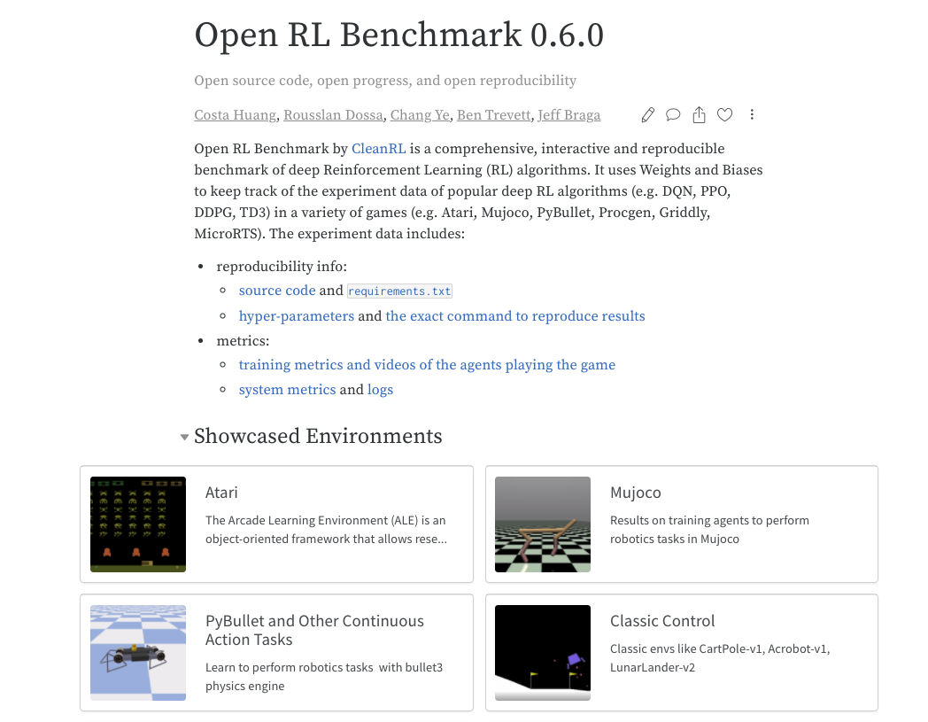 詳しくはこちら: http://wandb.me/openrl-benchmark-report